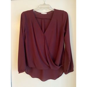 Lush size small deep purple long sleeve blouse